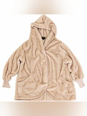 Plush Hooded Teddy Coat - Beige